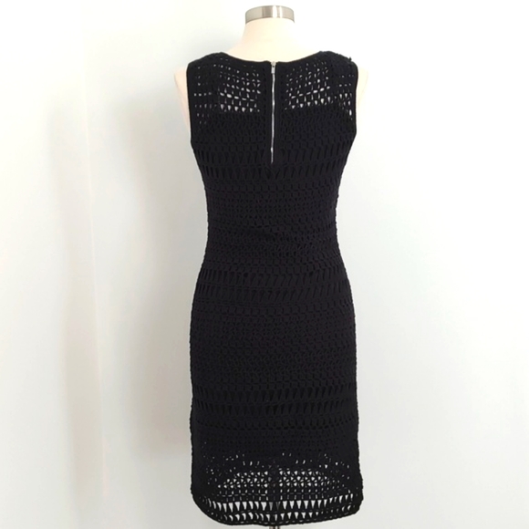 Calvin Klein Black Sleeveless Crochet Dress w/ Under Dress/ Size M - Picture 3 of 11
